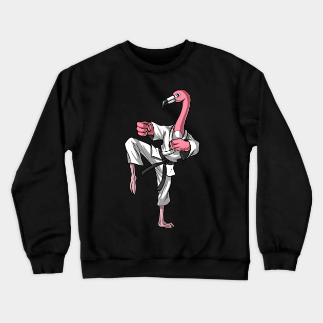 Flamingo Bird Karate Crewneck Sweatshirt by underheaven